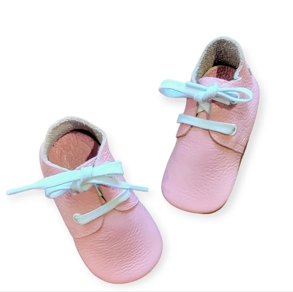 Ella Bonna Pink Baby Shoes Leather Rubber Soles Moccasins Loafers Girl Size 5.5